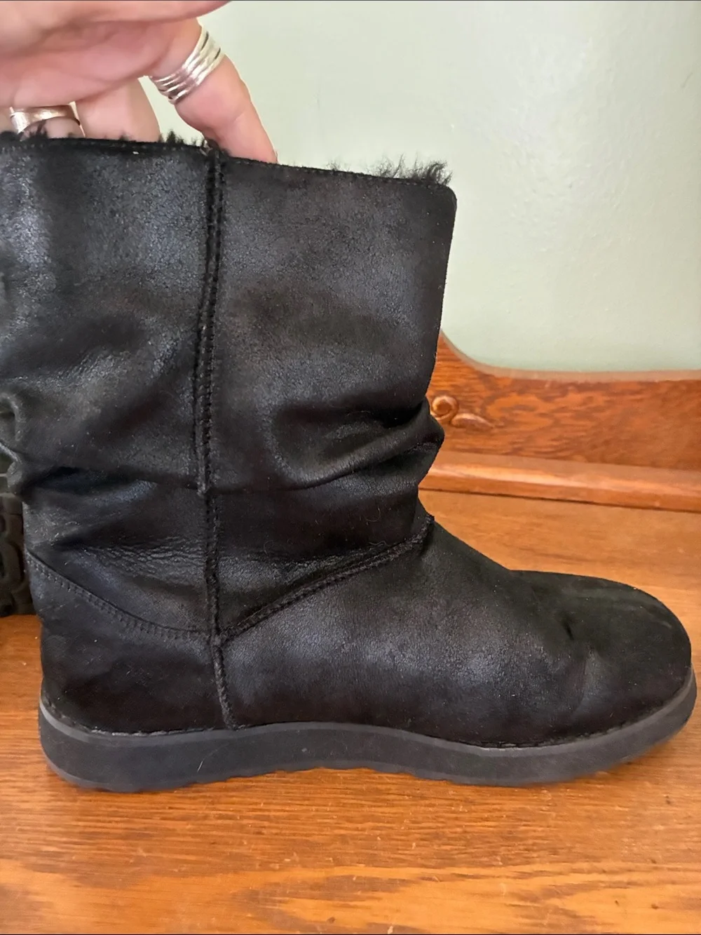 Skechers Black Button Suede Ankle Boots